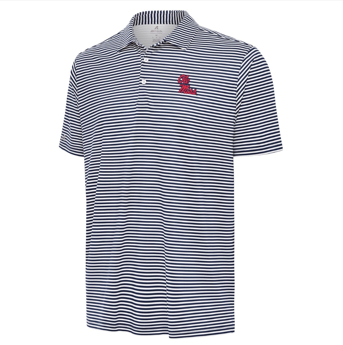 Antigua Skills Ole Miss Navy Stripe Polo