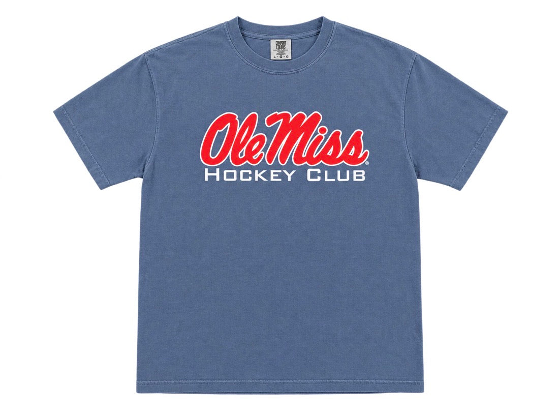 Comfort Color Blue Jean Ole Miss Hockey Club T-Shirt