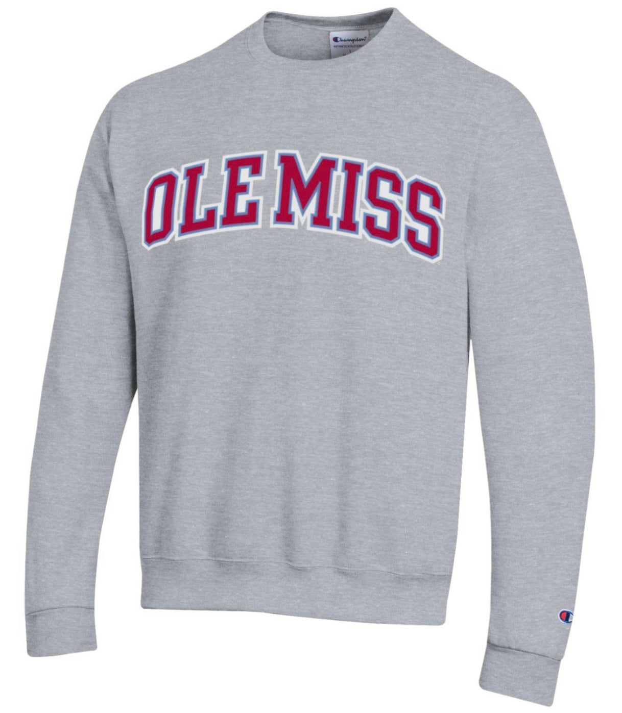 Champion Grey Powerblend Fleece Crew Applique Sweatshirt The College Corner