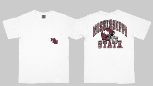 Mississippi State Vault Interlocking Helmet Pocket Tee