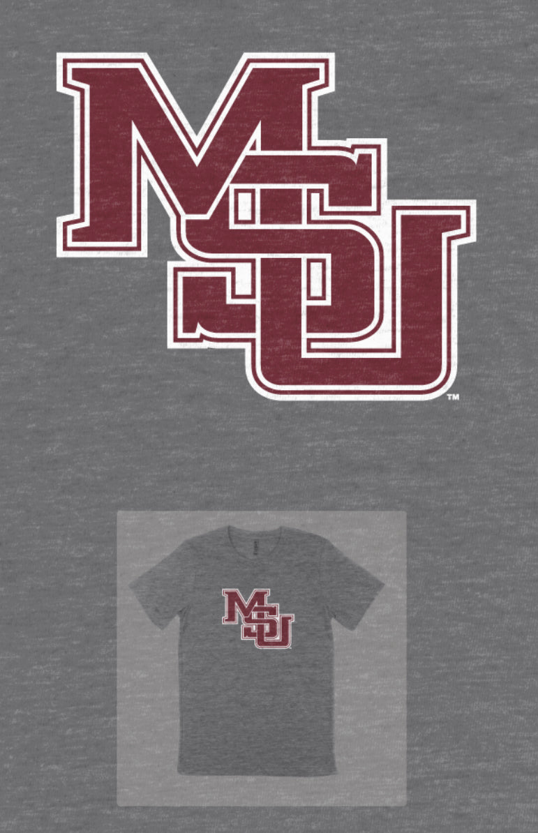 Mississippi State Interlocking MSU Grey Tri-Blend Tee