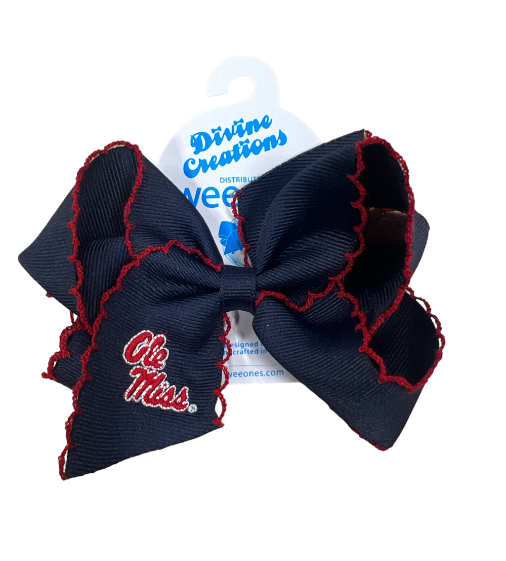 Wee Ones Ole Miss Embroidered Moonstitch Bow