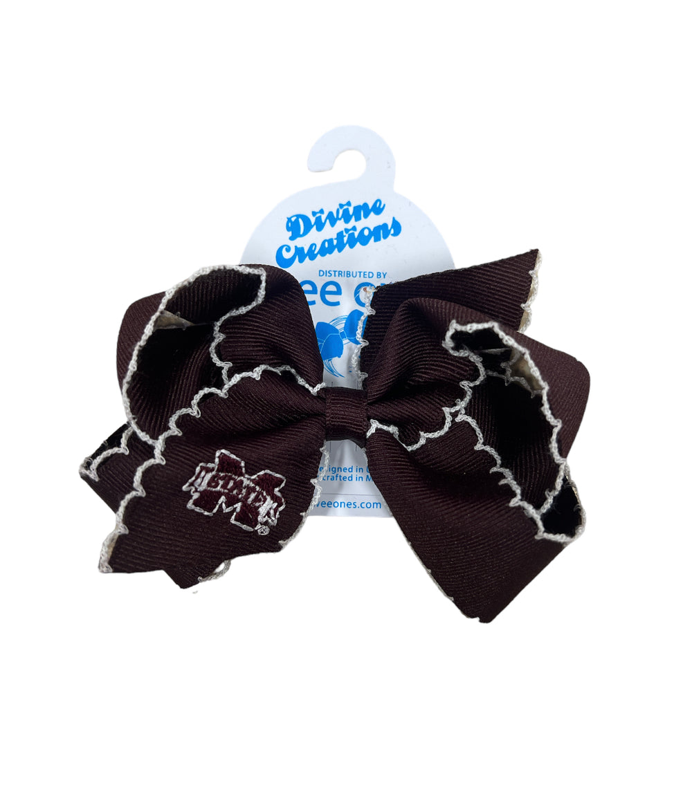 Wee Ones Mississippi State Embroidered Moonstitch Bow