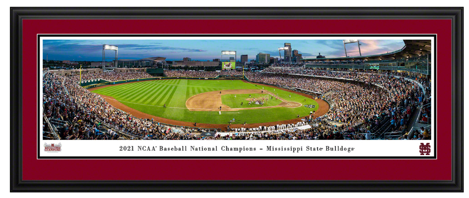 2021 College World Series Baseball Panoramic Picture - Mississippi State Bulldogs Celebration Deluxe Frame Panorama