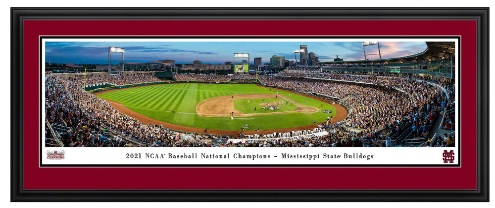 2021 College World Series Baseball Panoramic Picture - Mississippi State Bulldogs Celebration Deluxe Frame Panorama