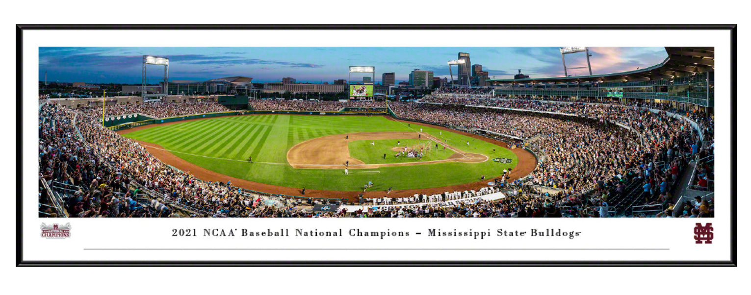 2021 College World Series Baseball Panoramic Picture - Mississippi State Celebration Standard Frame Panorama