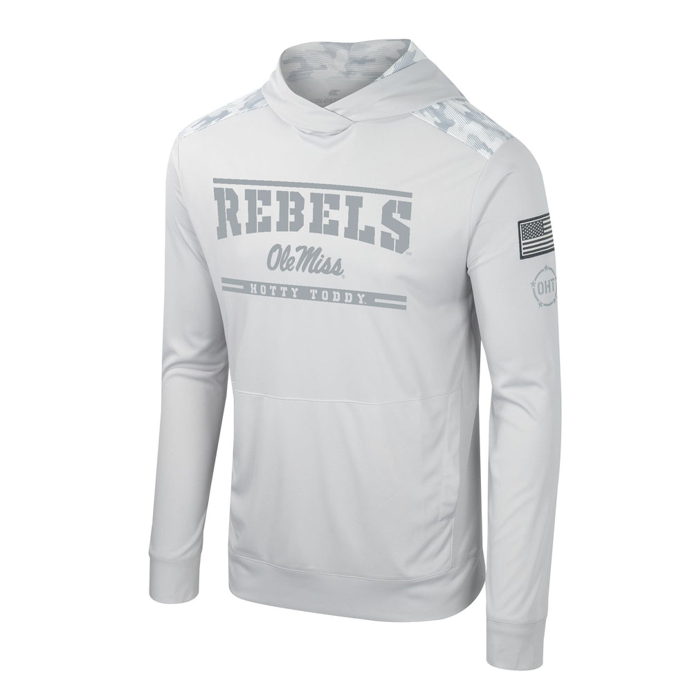 Ole Miss Mens Ice Crossover Hooded L/S Tee (Light Grey)