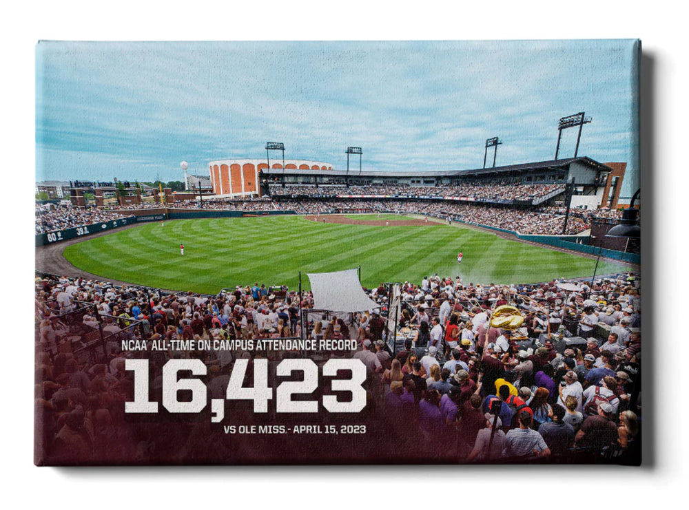 Mississippi State 16,423 Attendance Record Canvas 24x16