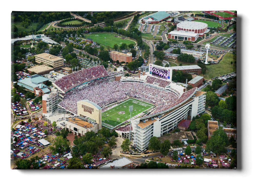 Mississippi State Touchdown Aerial Davis Wade Stadium Canvas 24x16