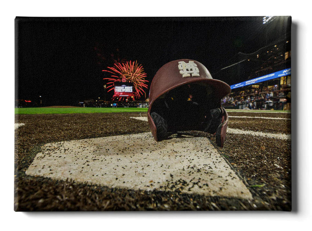 Mississippi State Baseball Fireworks Canvas 24x16
