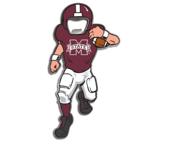 MSU Football Player Bottle Opener Metal Magnet
