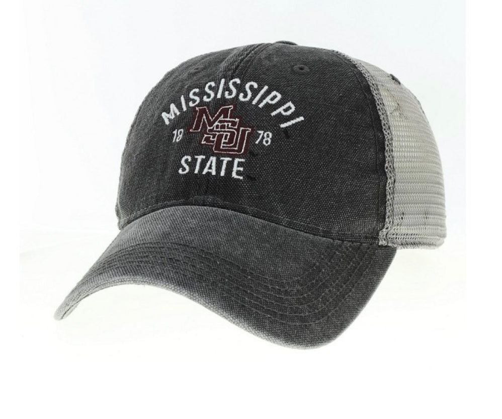 Black/Grey Trucker DTA w/MSU vault logo in maroon