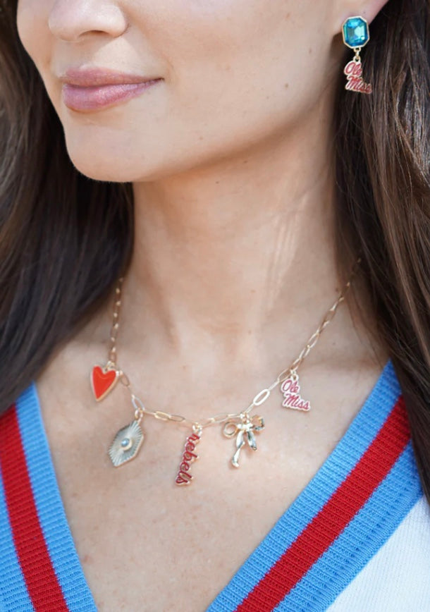 Canvas Ole Miss Charm Necklace