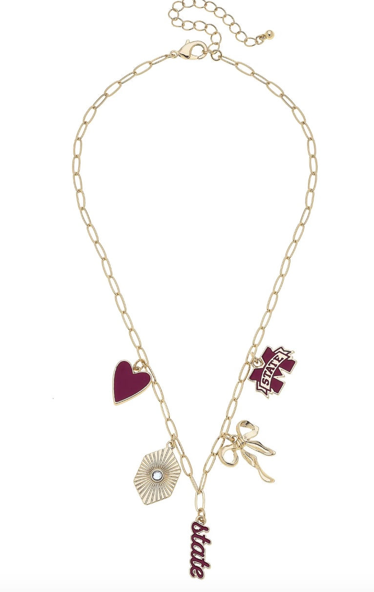 Canvas Mississippi State Charm Necklace