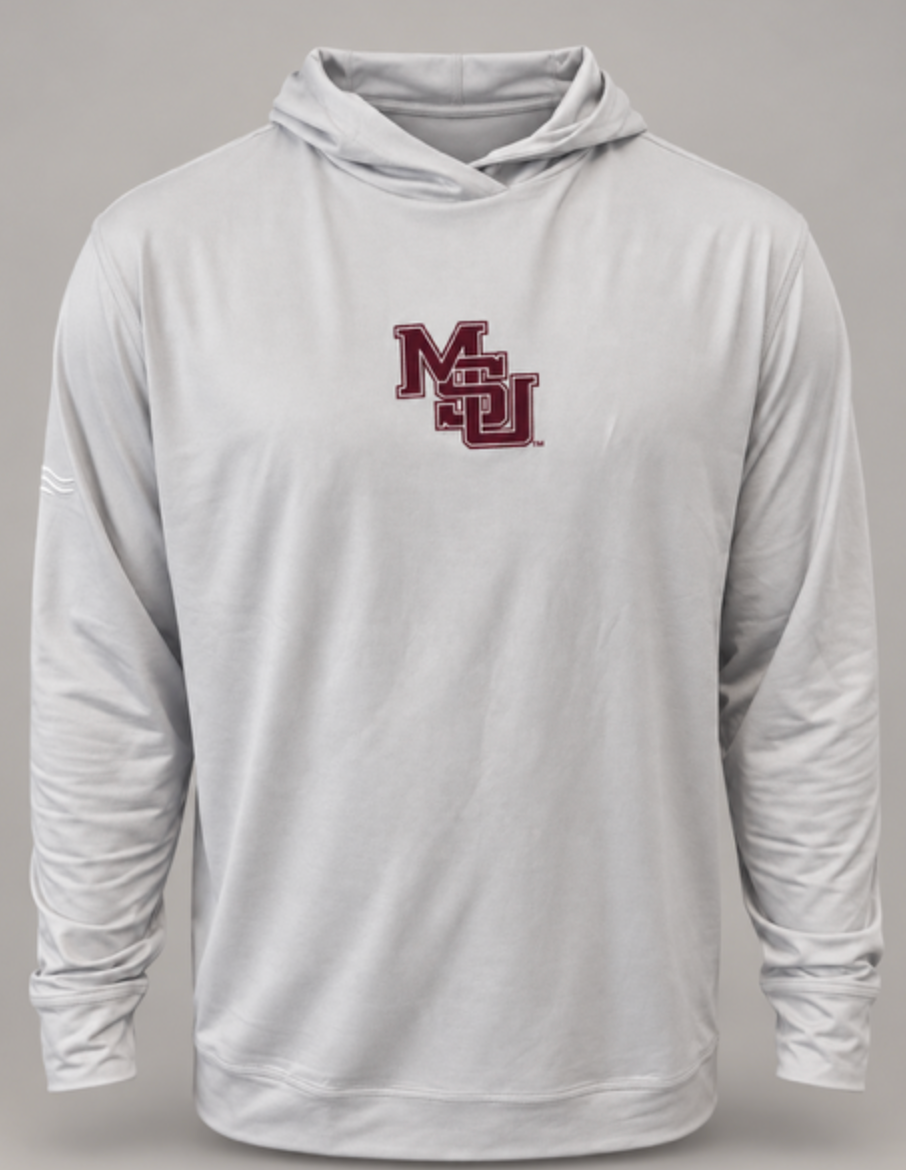 LA SE7EN Mississippi State Hooded Pullover - Grey with Interlocking MSU