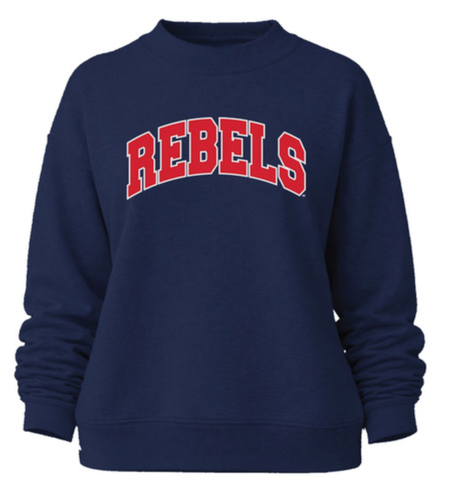 Camp David Ole Miss "Monroe" Mock Sweatshirt- Navy with REBELS Appliqué