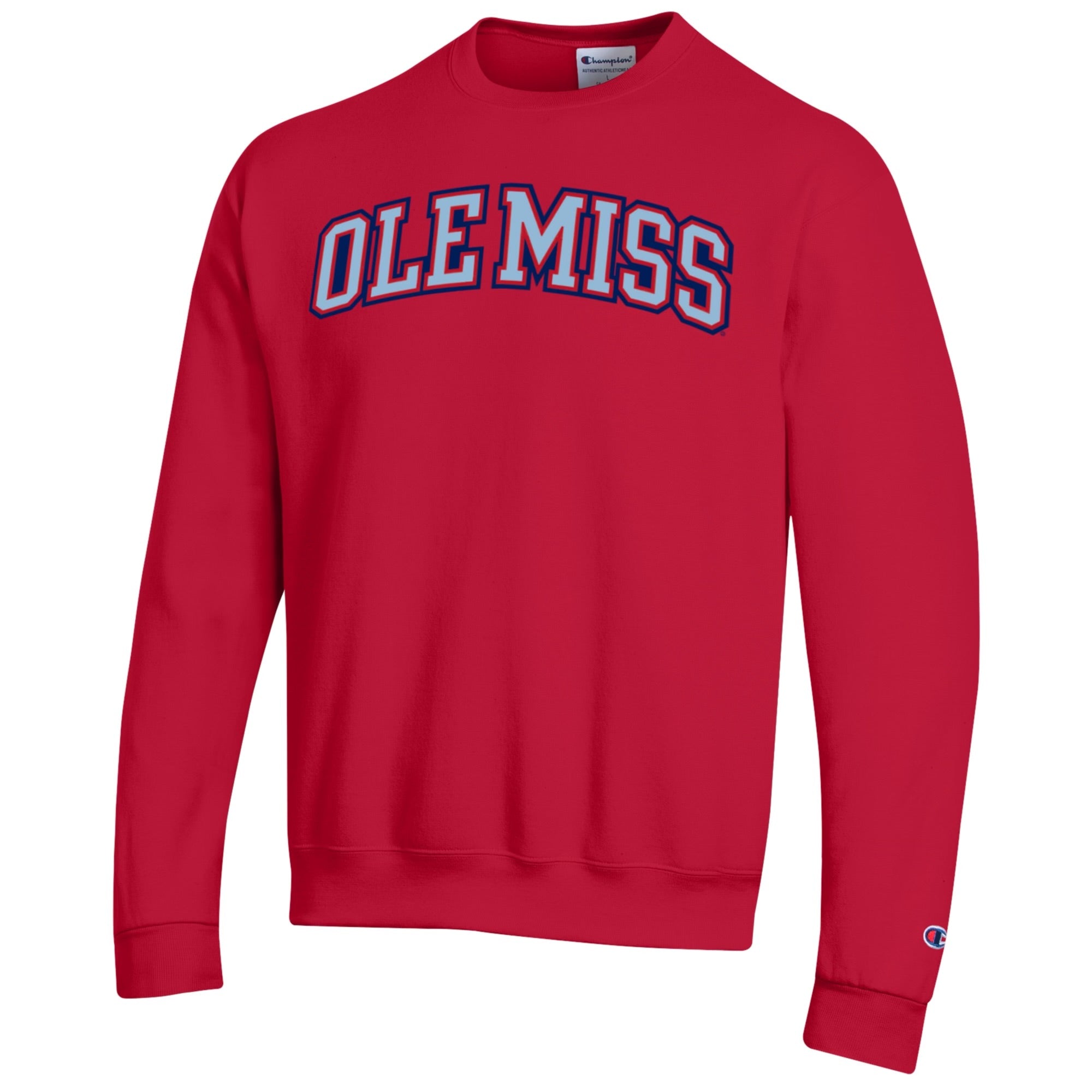 Champion Red Power Blend Appliqu Ole Miss Sweatshirt The