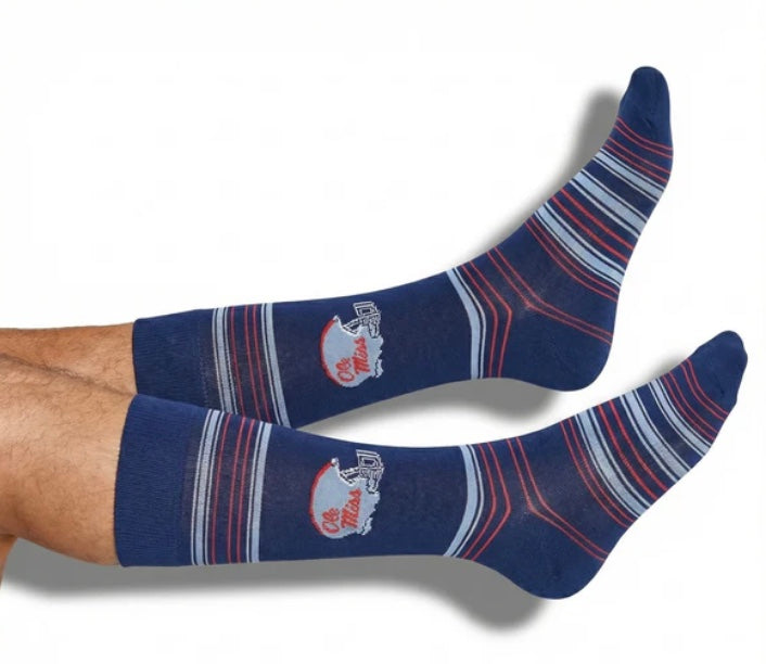 DeadSoxy Ole Miss Navy Socks with Football Helmet