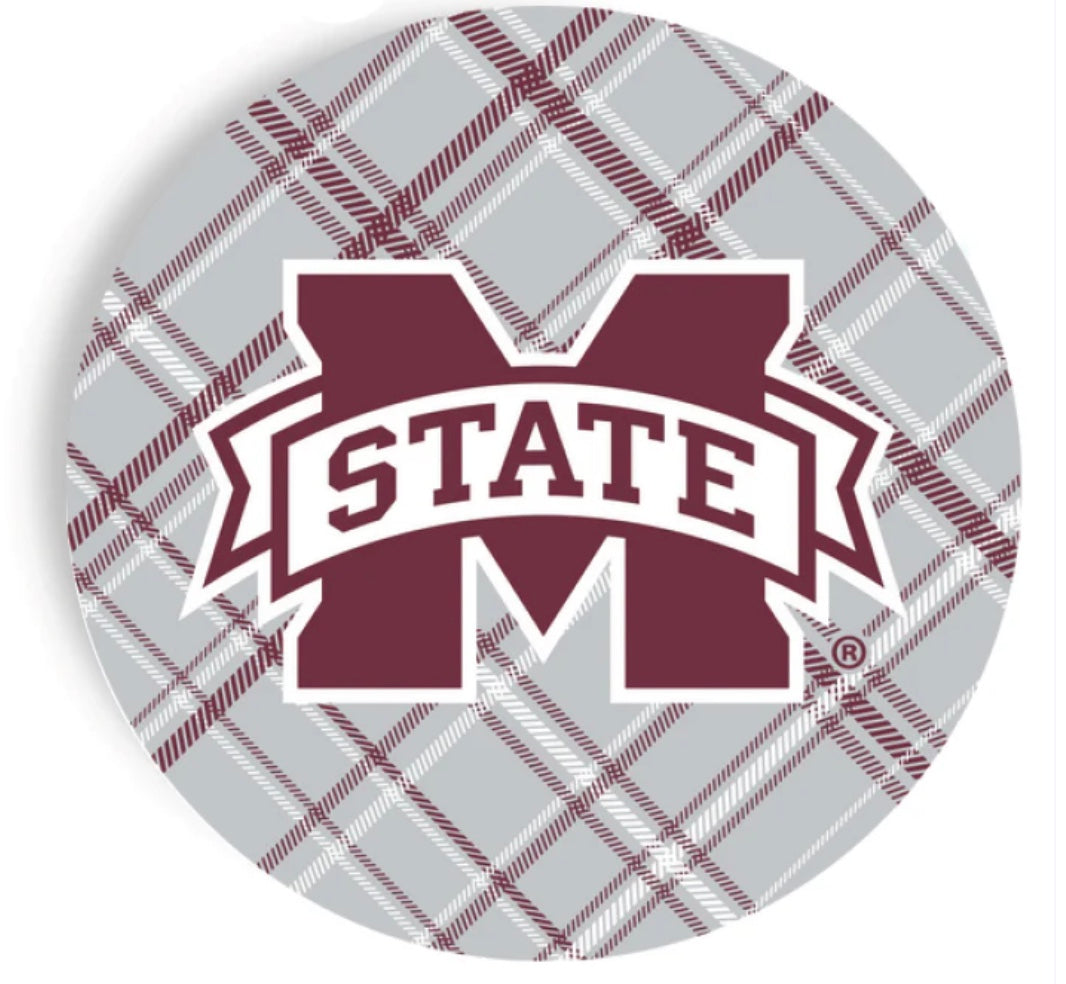 Mississippi State Full Color Plaid 9 Inch Dinner Plates