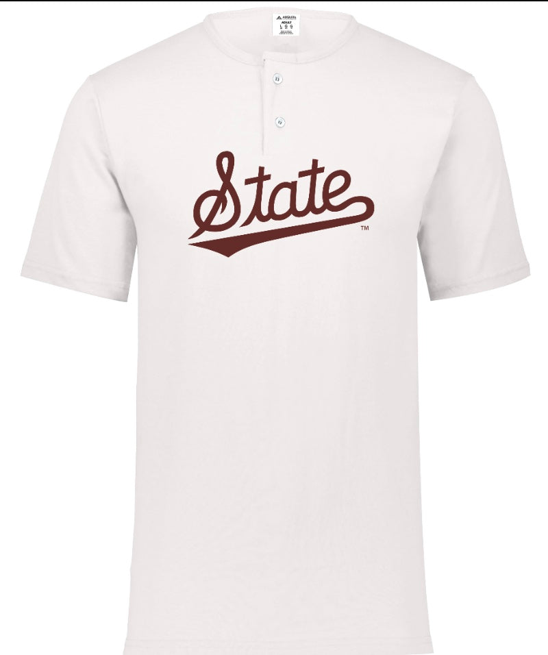 Mississippi State White Henley with State Script