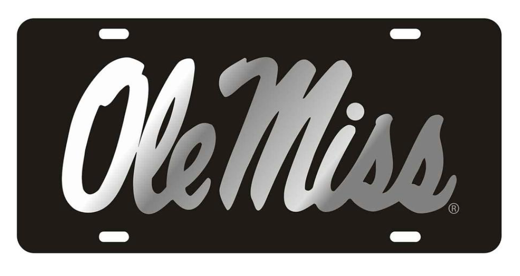 Ole Miss Car Tag - Black with Ole Miss Script