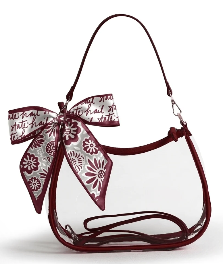 Mississippi State "Sara" Clear Purse with Skinny Scarf