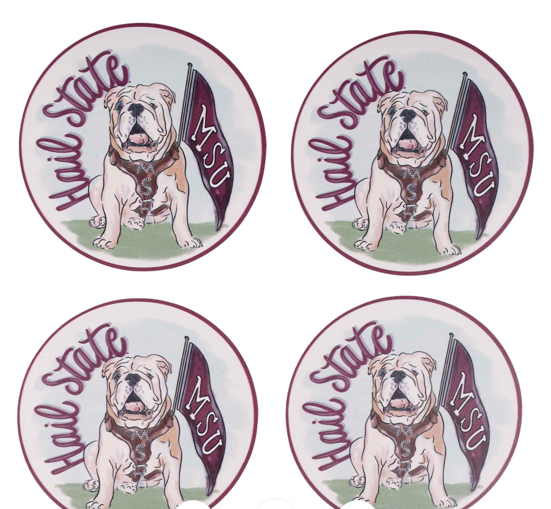 Mississippi State Mascot Vinyl Coaster Set - 4