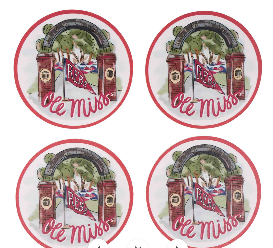 Ole Miss Mascot Vinyl Coaster - Set of 4
