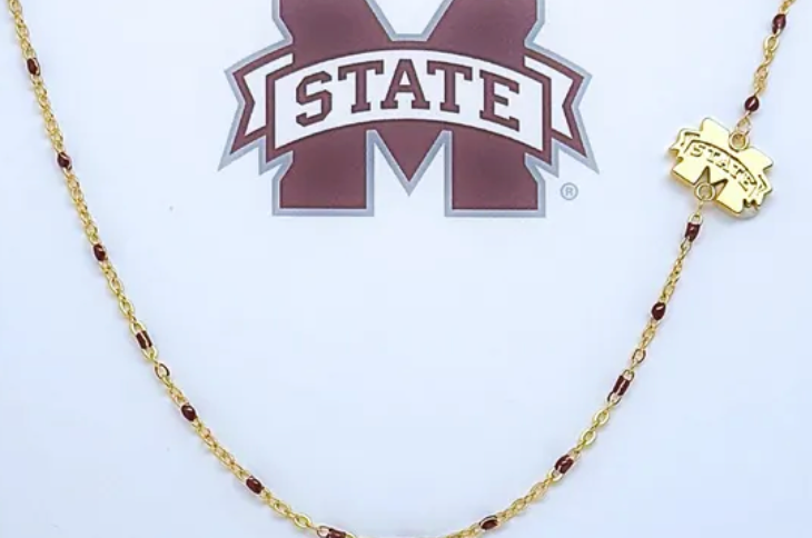 Mississippi State "Enamel Bead Necklace with M State Charm"