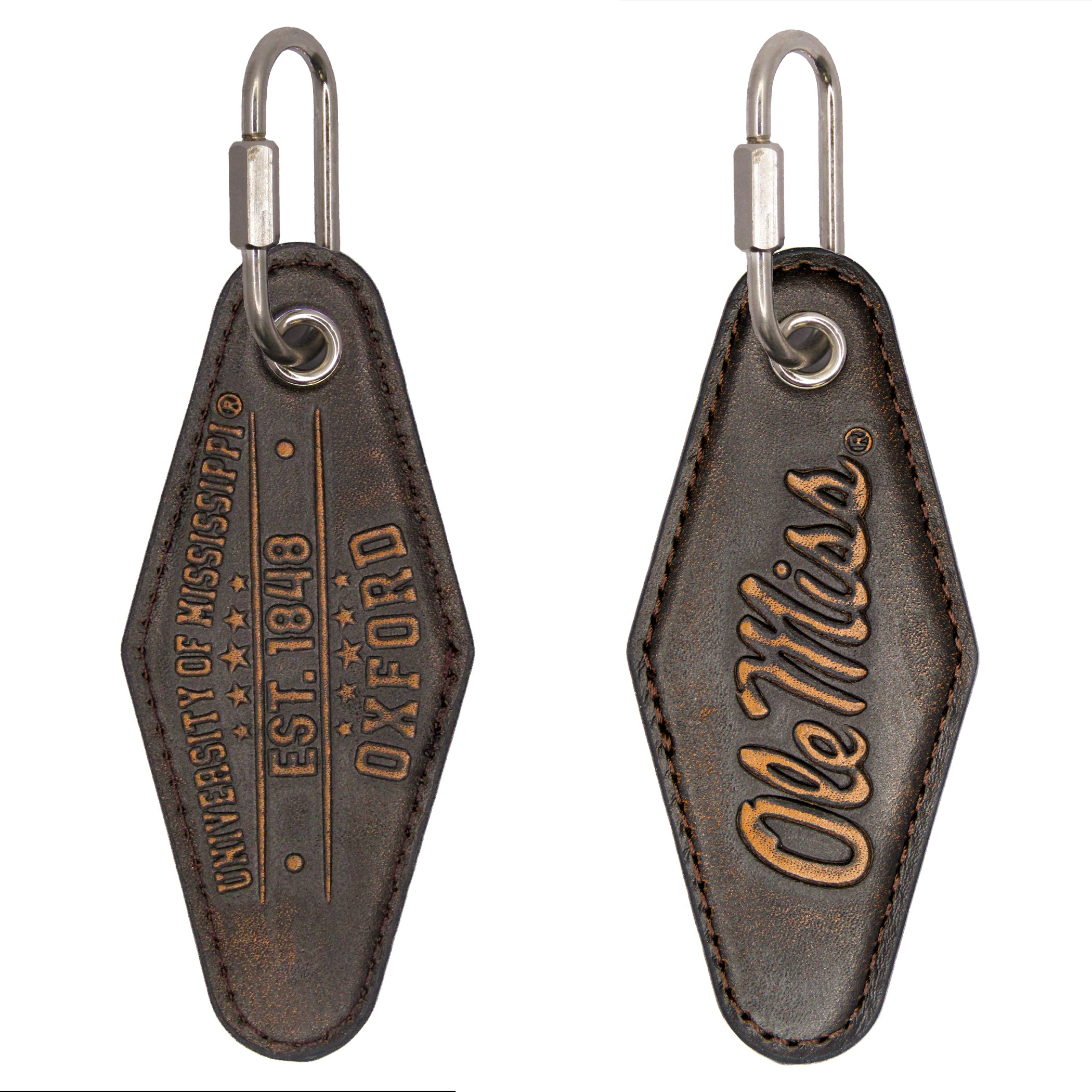Ole Miss Dark Brown Leather Key Chain