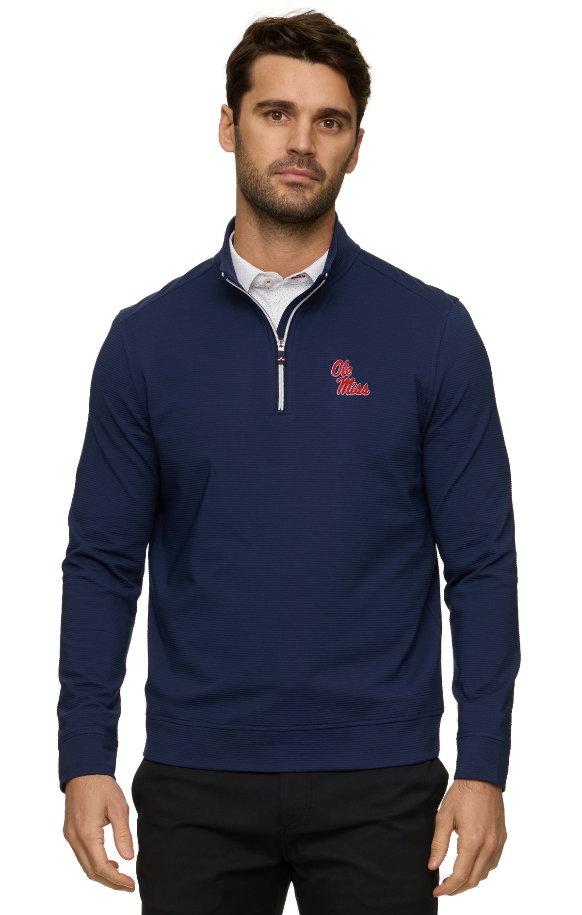 Flag and Anthem Ole Miss Navy Ribbed 1/4 Zip