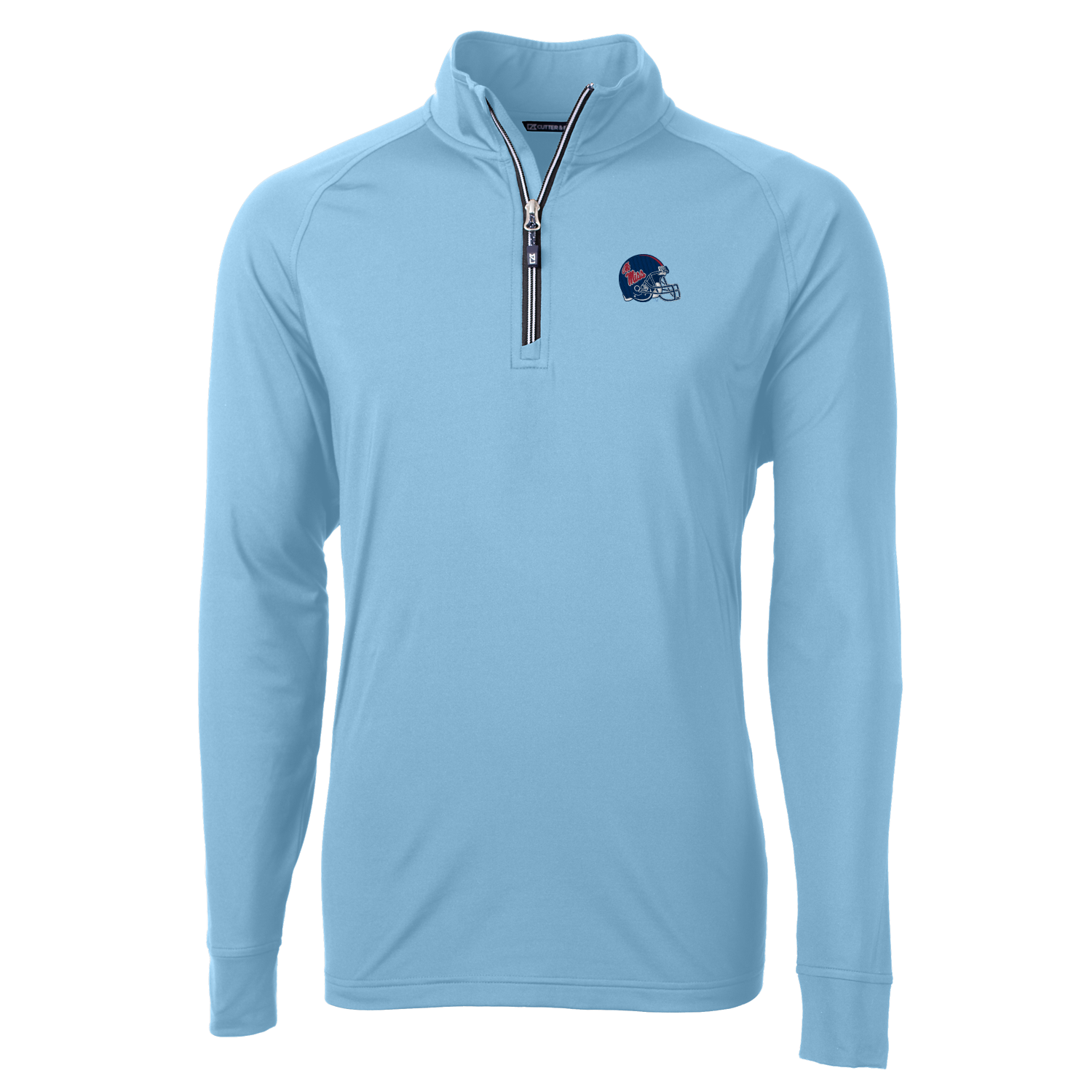 Cutter and Buck Adapt Eco 1/4 Zip Powder Blue Helmet Logo