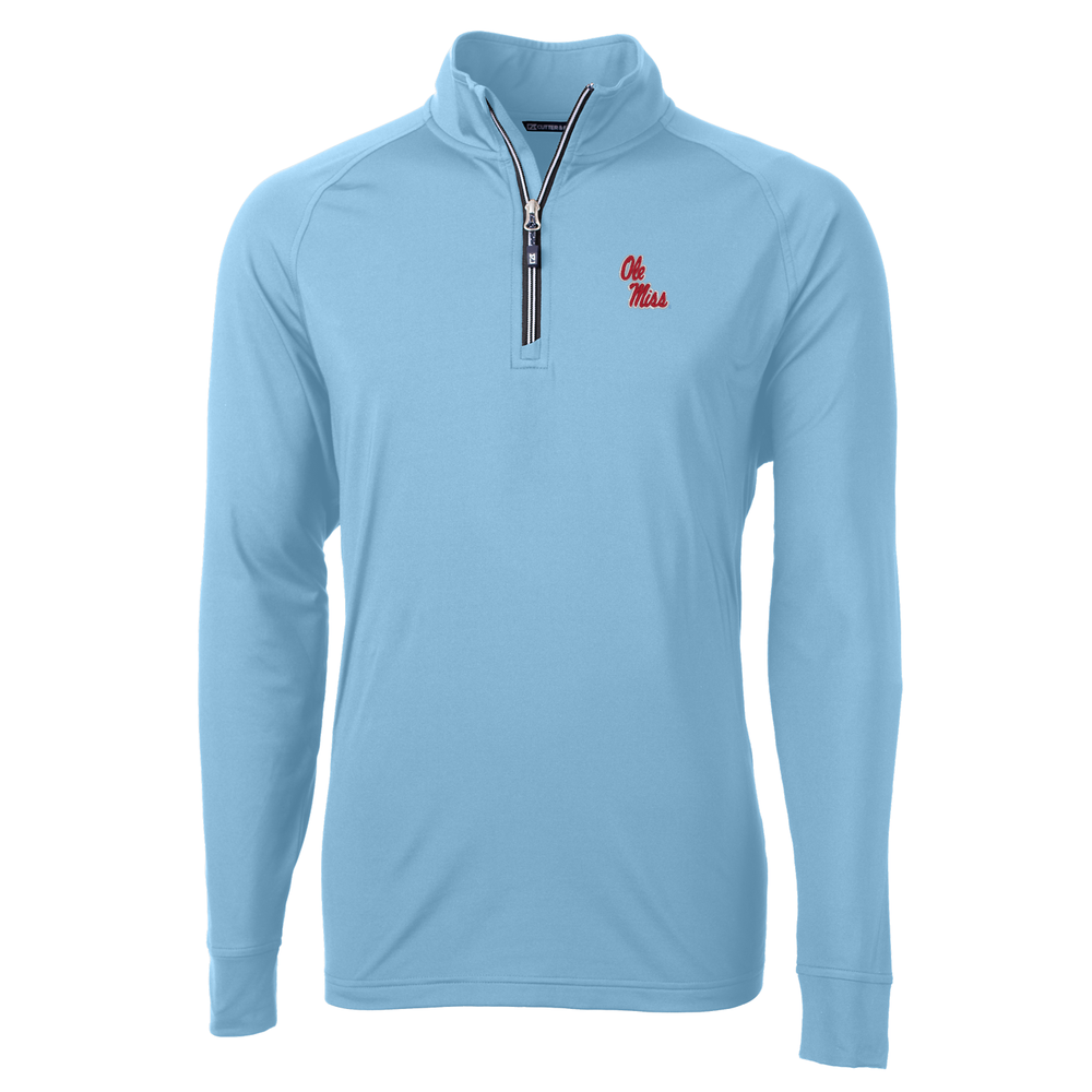 Cutter and Buck 1/4 Zip - Powder Blue with Stack Script