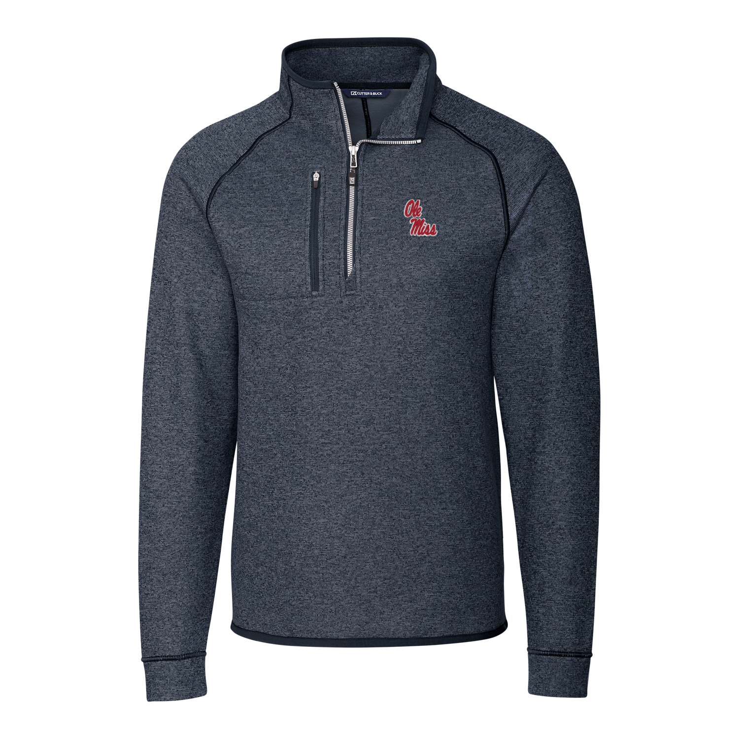 Mainsail Knit Grey Sweater 1/4 Zip- Heather Navy