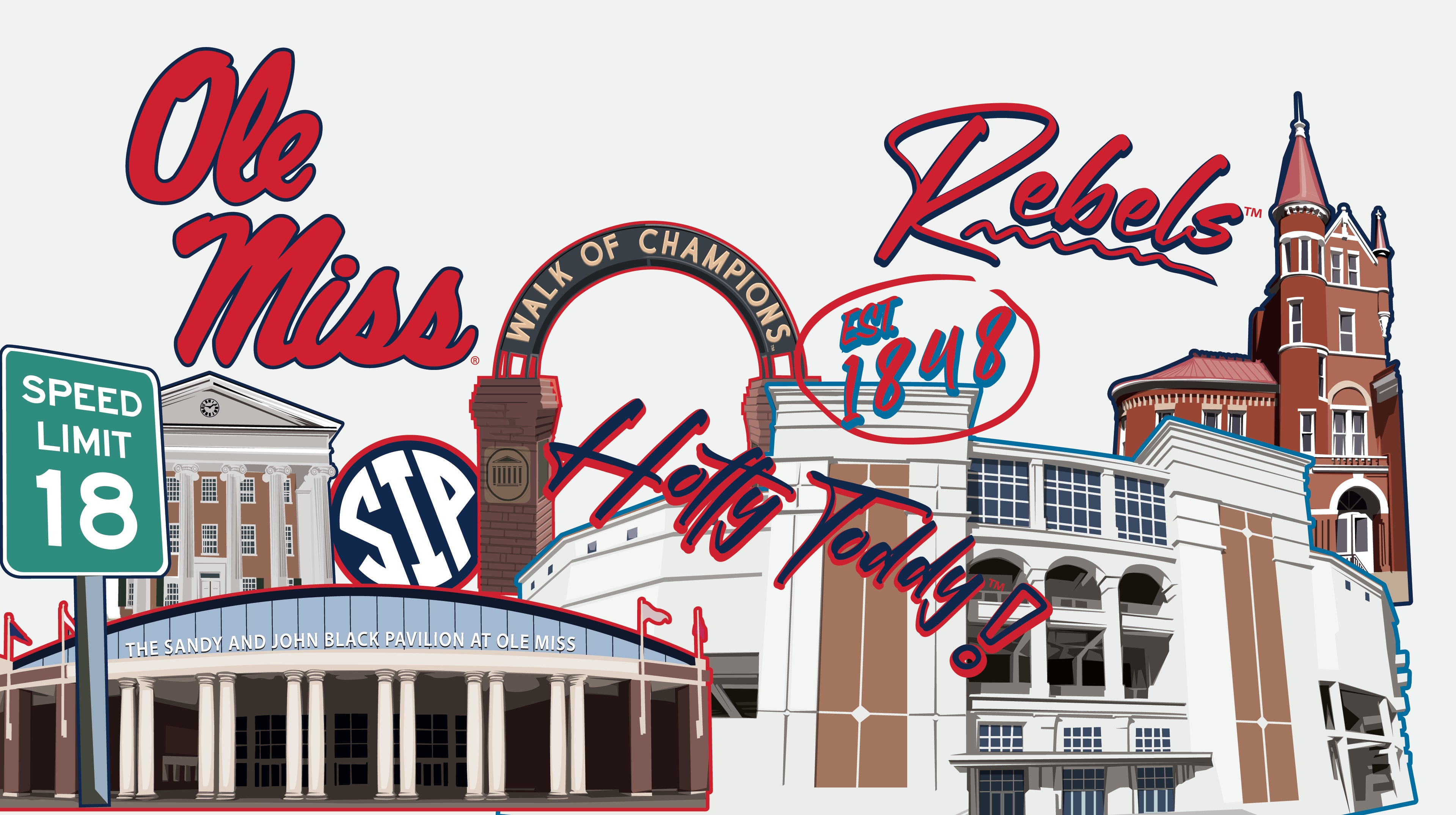 GameTime Ole Miss 30 oz. White Tumbler with Campus Icons