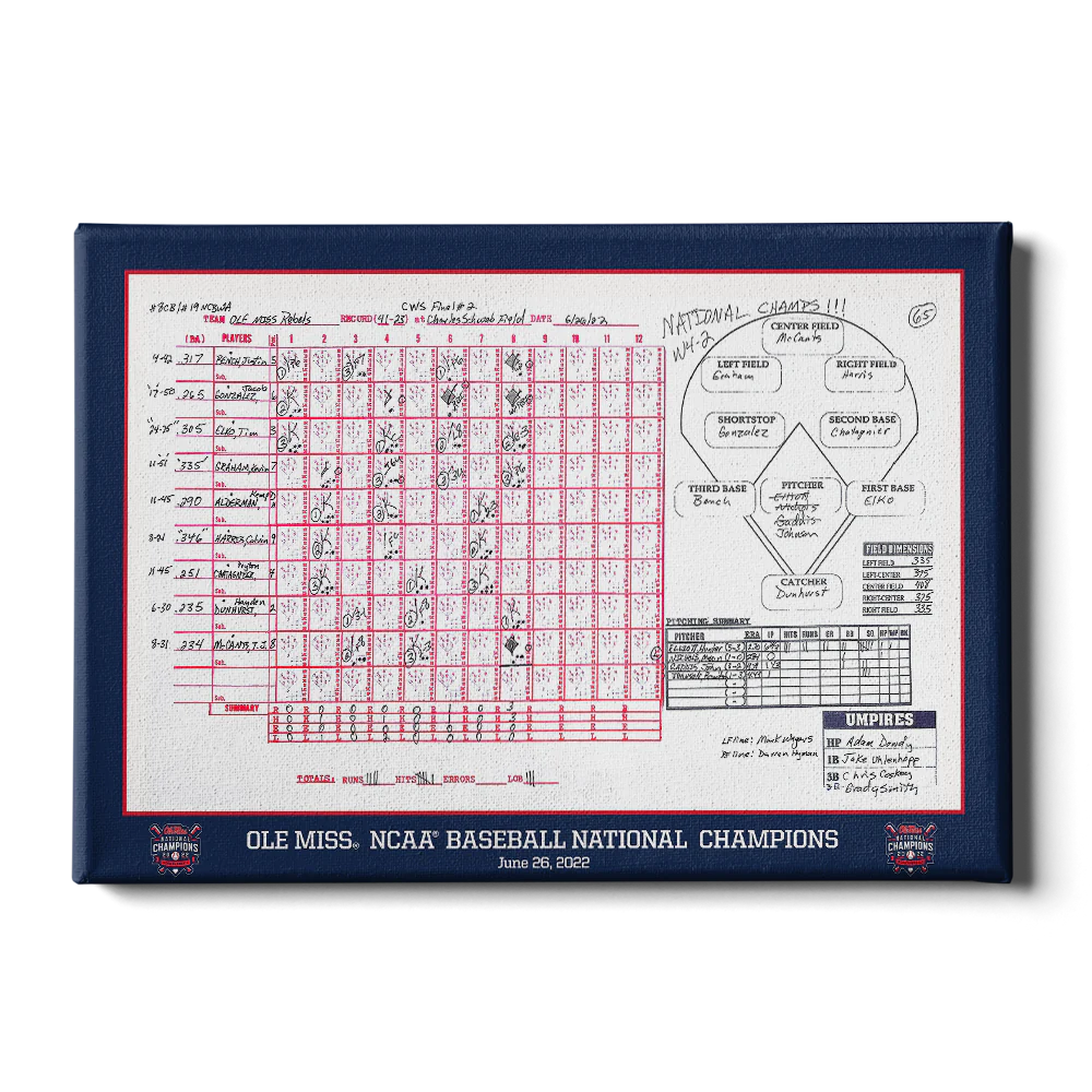 2022 Baseball National Champions Scorecard 24x16 Canvas