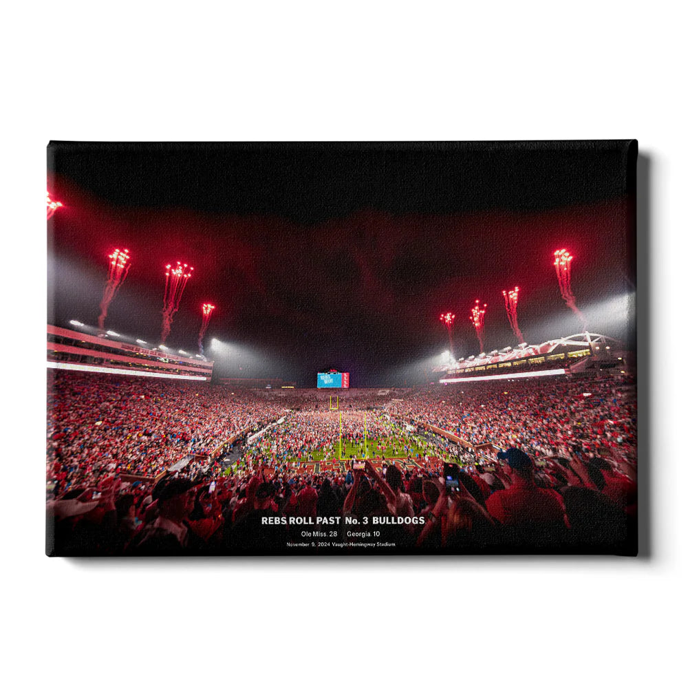 Rebs beat Georgia Fireworks 24x16 Canvas
