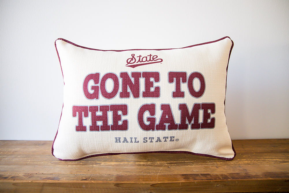 Little Birdie Mississippi State Gone to The Game Pillow with Maroon Piping