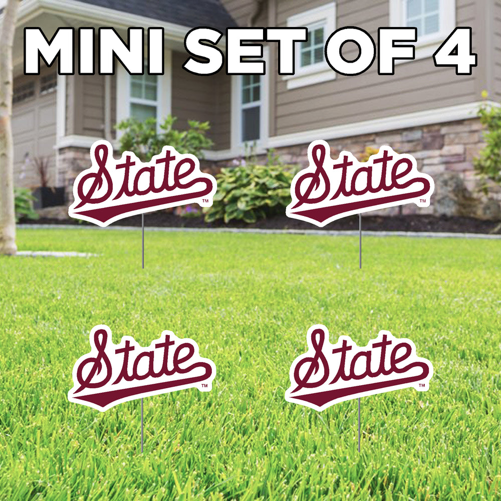 Mini Script State Yard Signs- Set of 4
