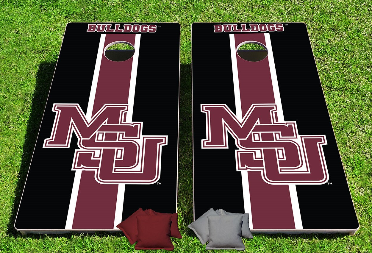 Mississippi State Bulldogs MSU Blackout Pro Cornhole Bean Bag Toss Game 24x48 with 8 Regulation 16oz Bags