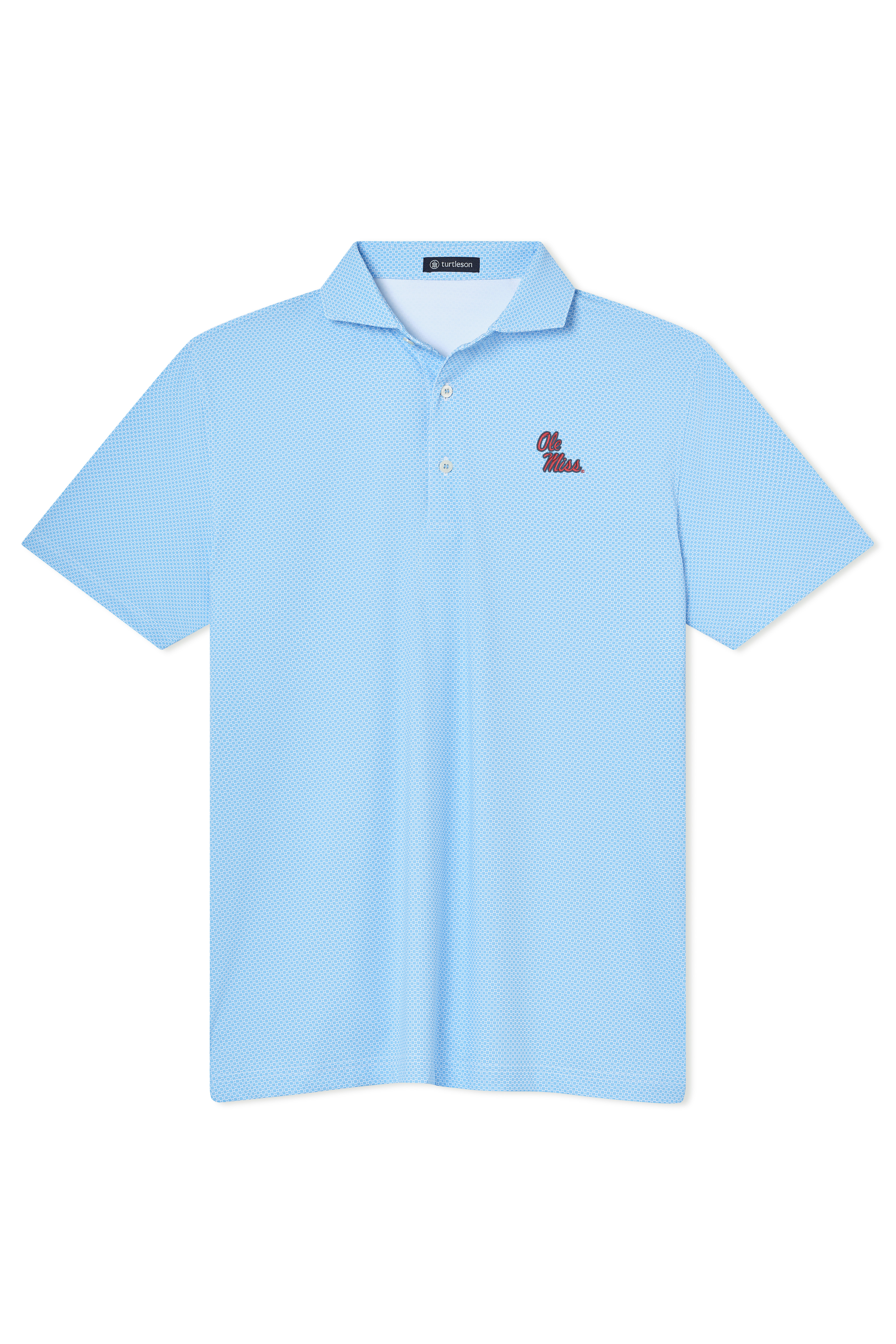 Ole Miss "Grady" Polo - Powder Blue and White with Ole Miss Stacked Script