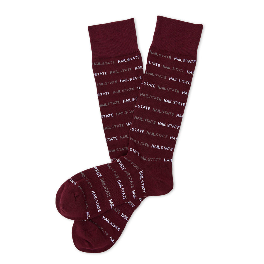 Mississippi State Maroon Dress Socks with HAIL STATE