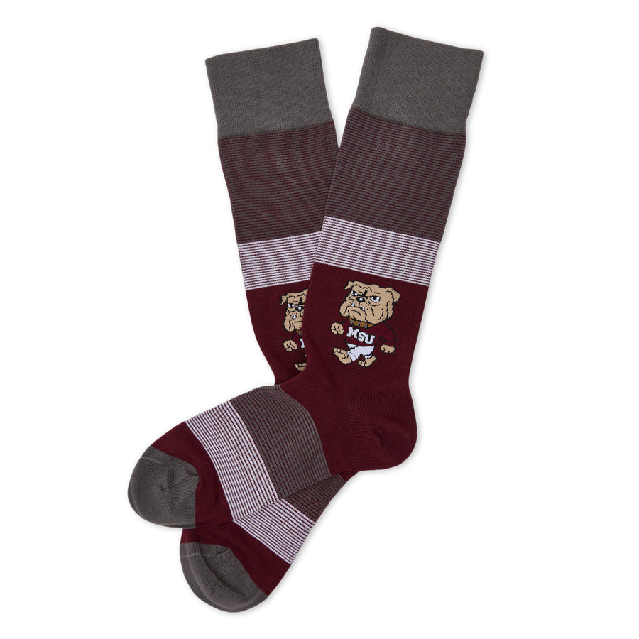 Mississippi State Walking Bully Stripe Dress Socks