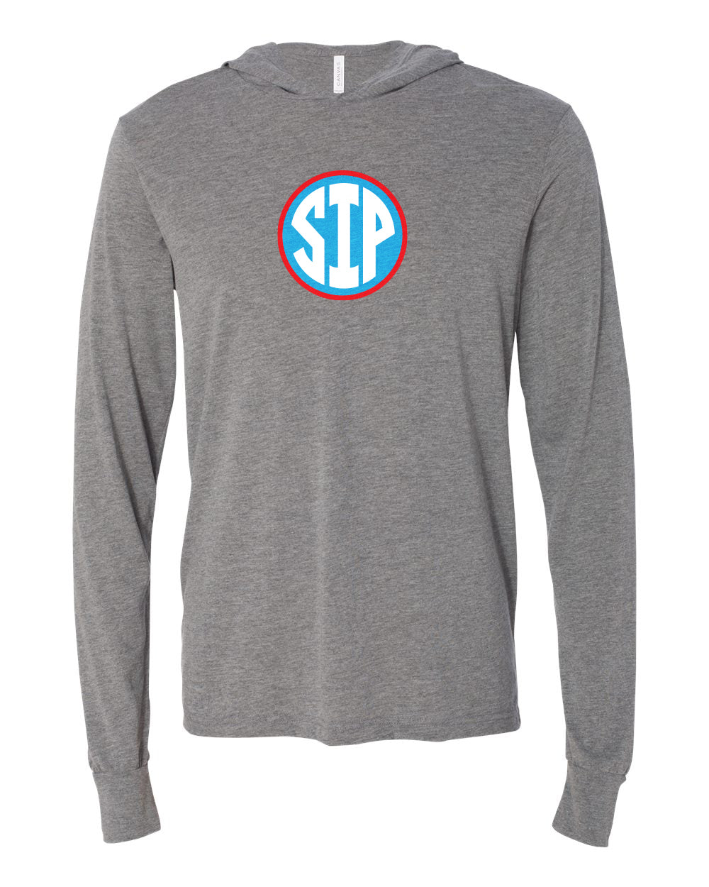Bella Canvas Grey Hooded tee With SIP - Powder Blue