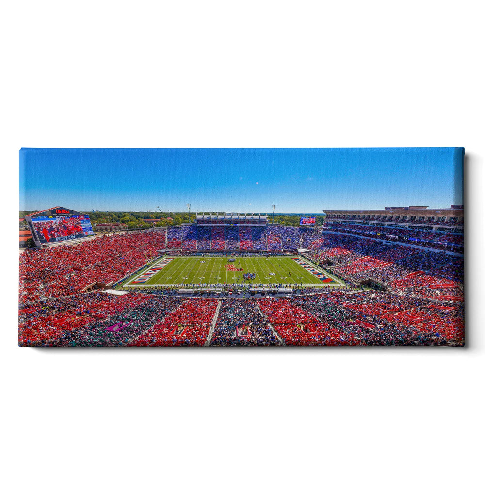 Ole Miss Stripe Out Panoramic Canvas 36x16