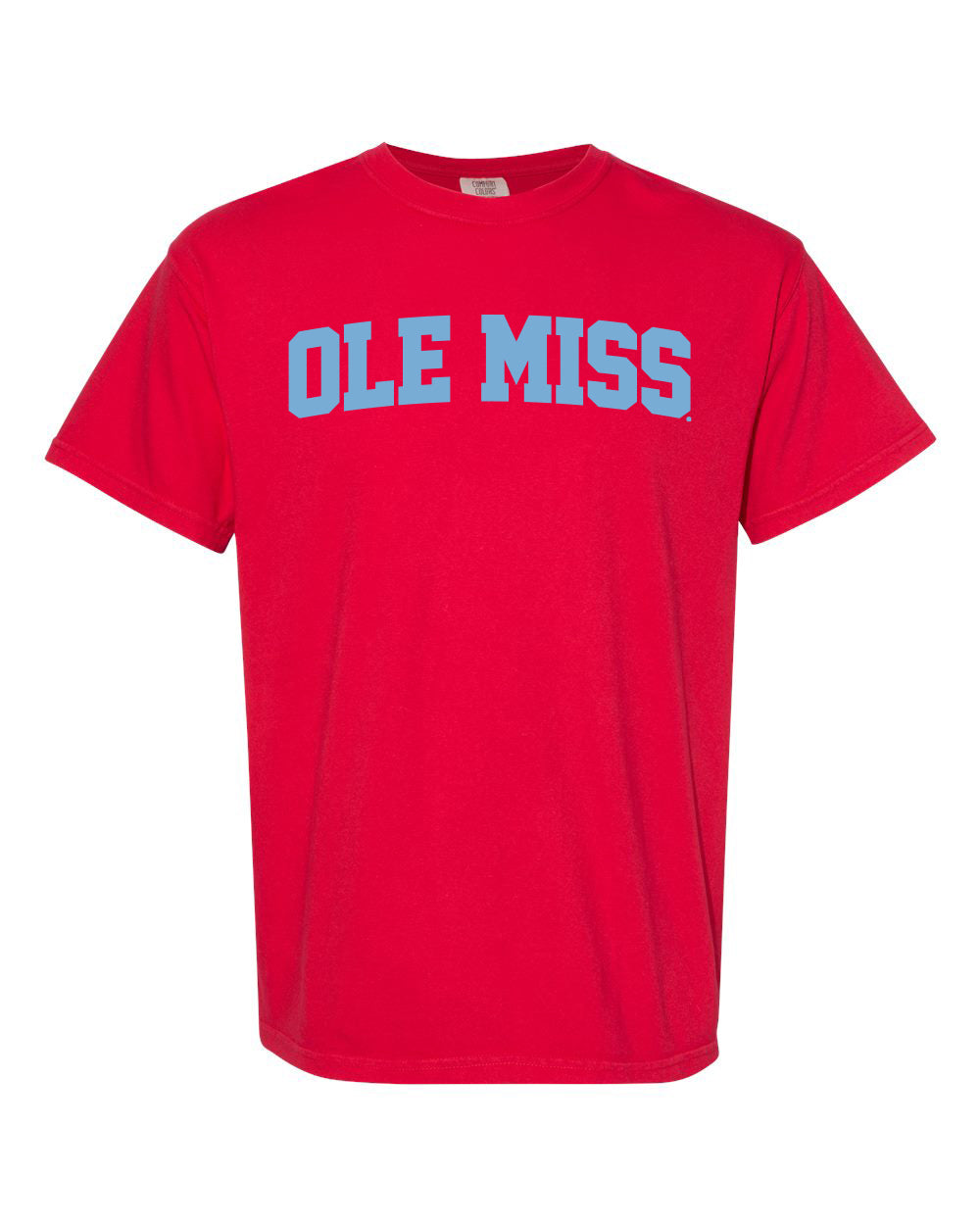 Comfort Color Red Tee with Powder Blue Ole Miss