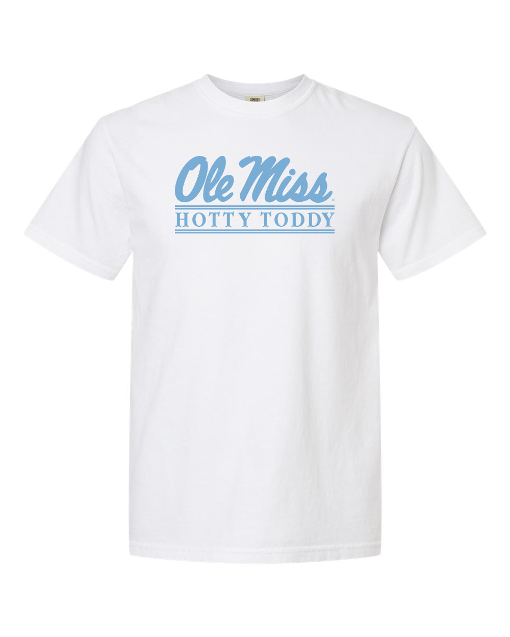 Comfort Color Powder Blue Ole Miss Bar Design