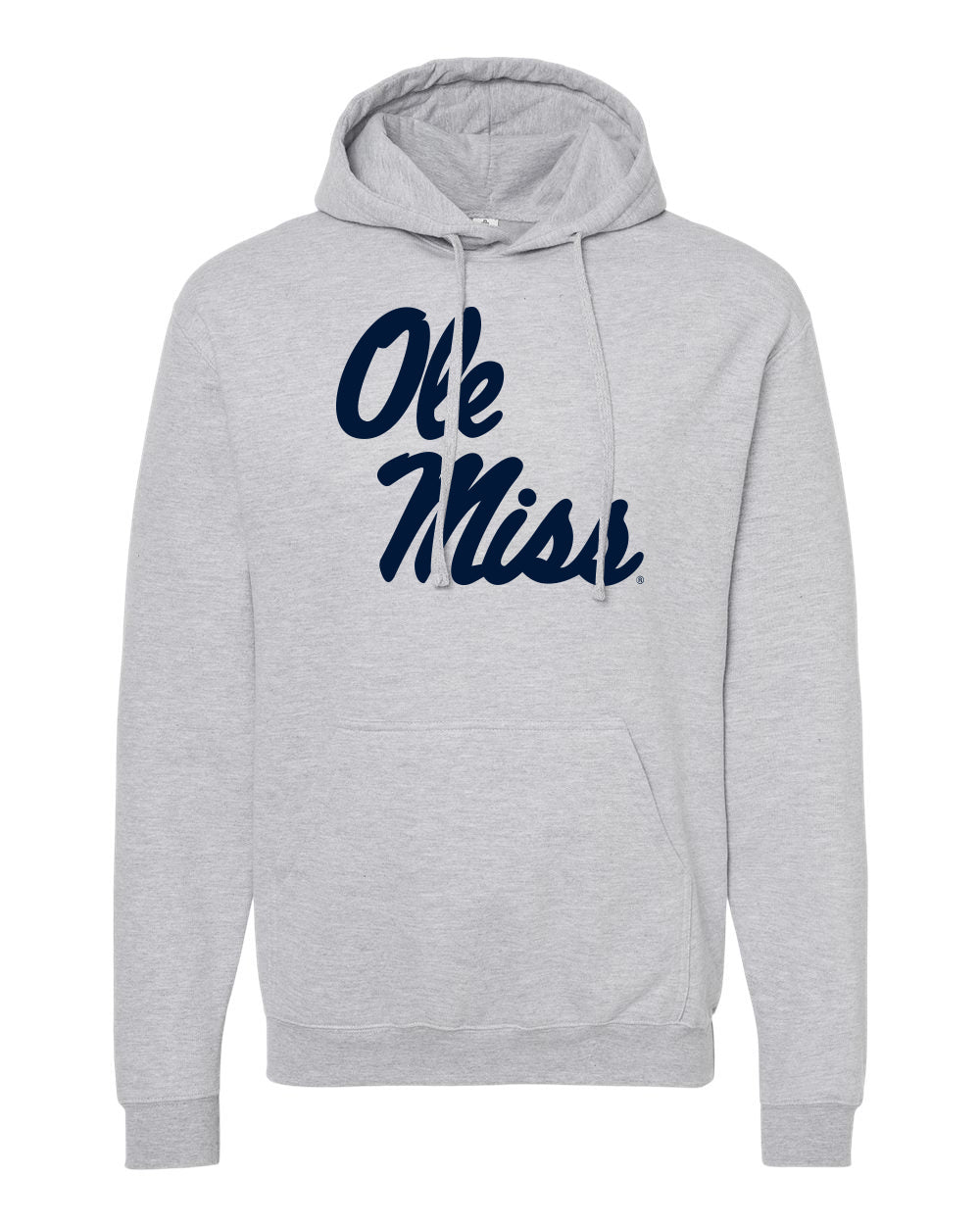 Tultex Adult Ole Miss Gray Hoodie with Navy Stack Script