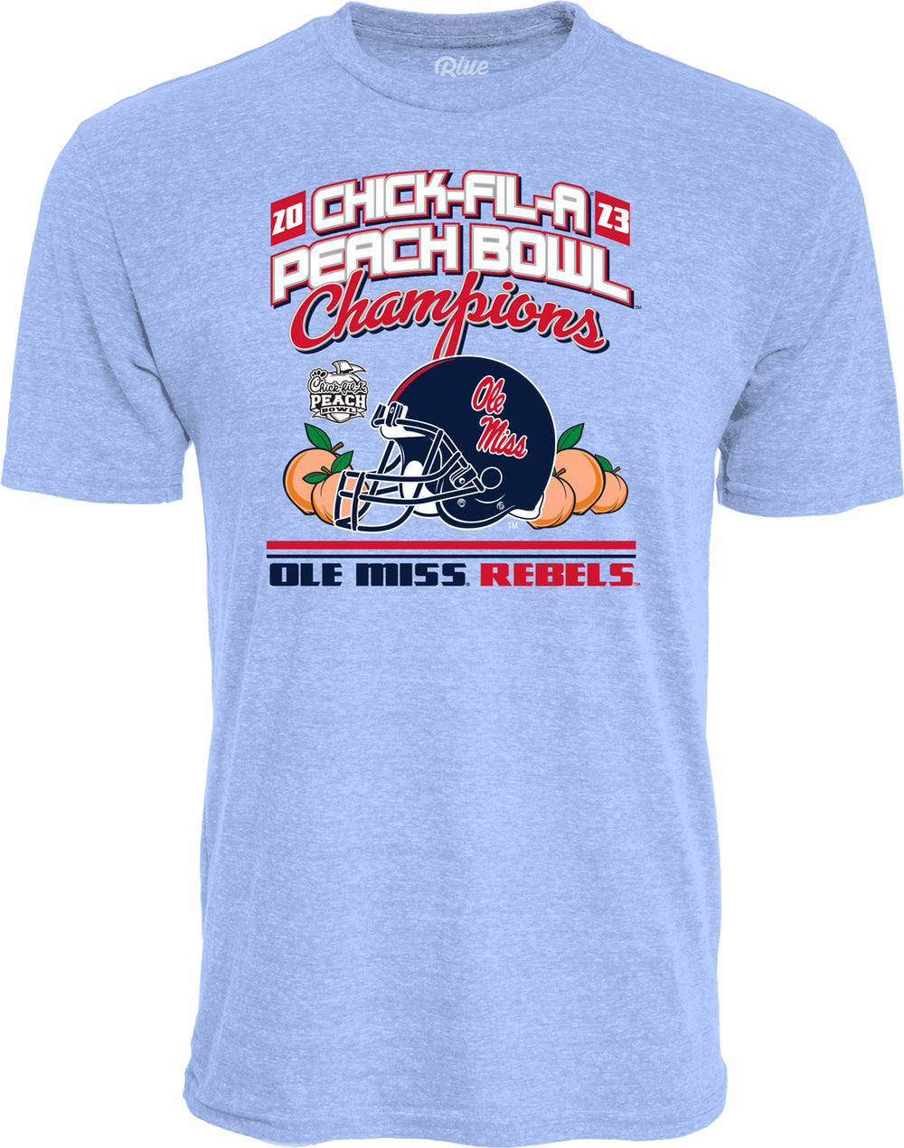Peach Bowl Champions T-Shirt- Tri-Blend SS- Powder Blue #2