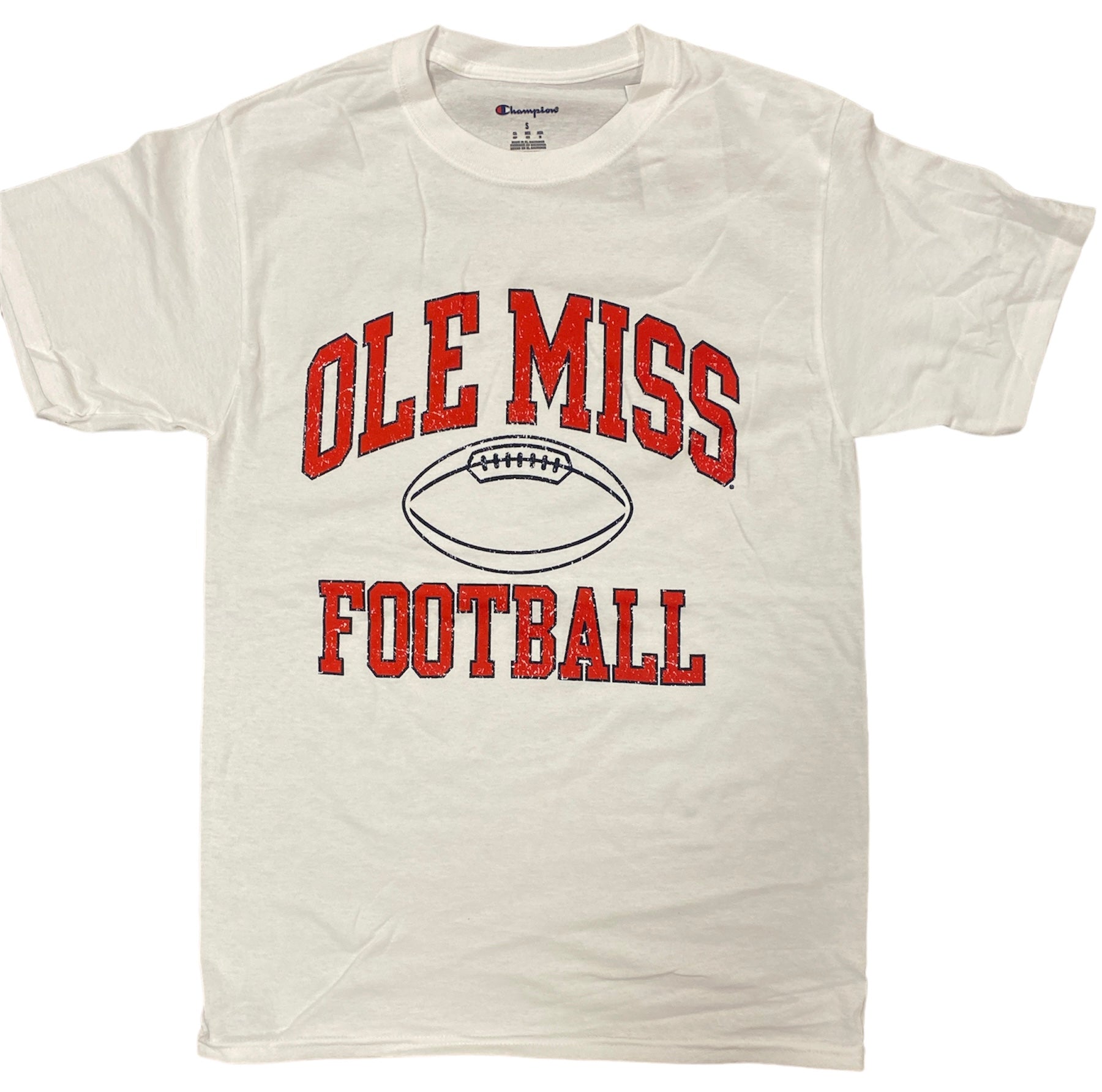Champion White Ole Miss Football Tee